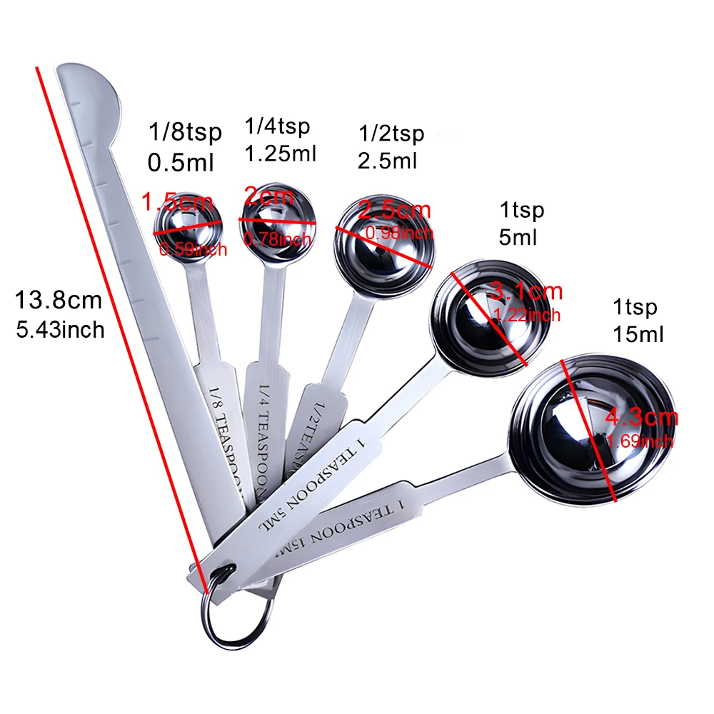 Baking Tools Stackable Kitchen Accessories Stainless Steel 1/4/6 PCS Coffee Measuring Spoon Measuring Cups and Spoons Set