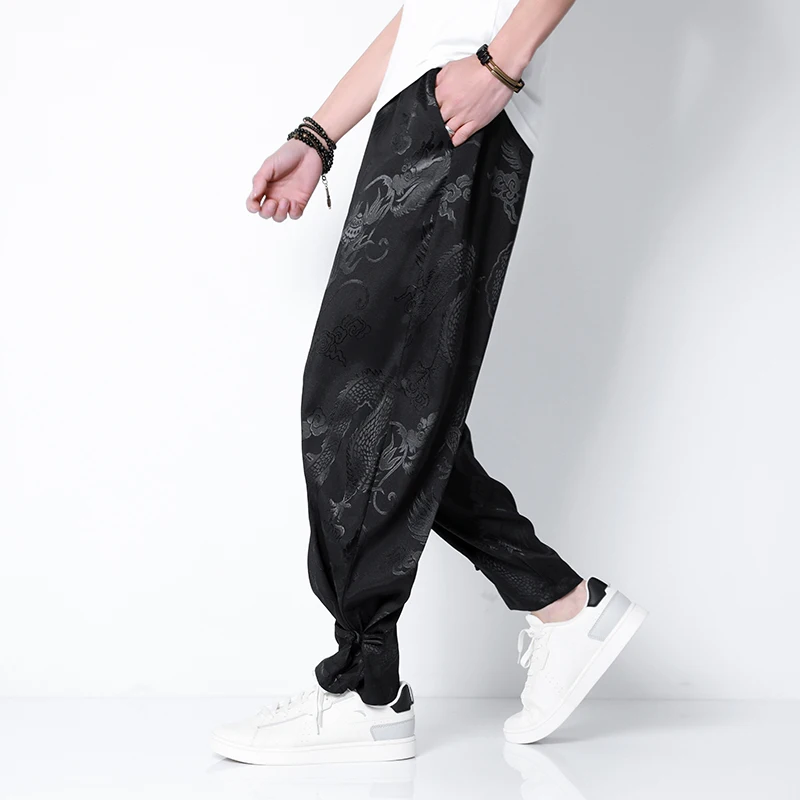 Summer Men Wide Leg Pants Harajuku Style Vintage Harem Pants Male Casual Sweatpants Loose Men Jogger Trousers New Streetwear