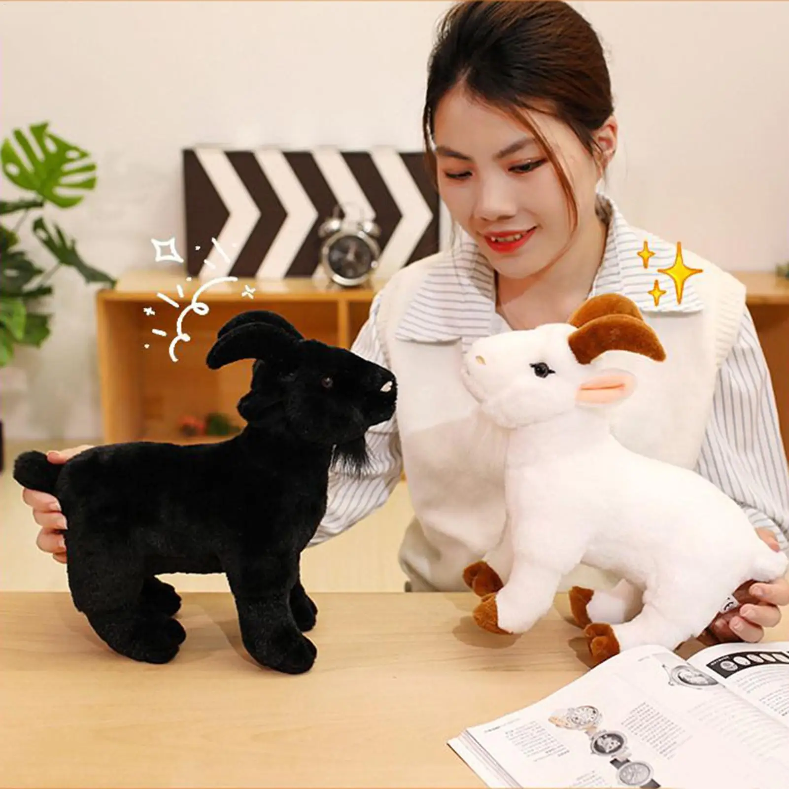 30 سنتيمتر مزرعة الحيوان ألعاب من نسيج مخملي لينة لطيف محاكاة أسود أبيض الماعز جبل محاكاة ألعاب من القطيفة دمية طفل الأطفال هدية #3