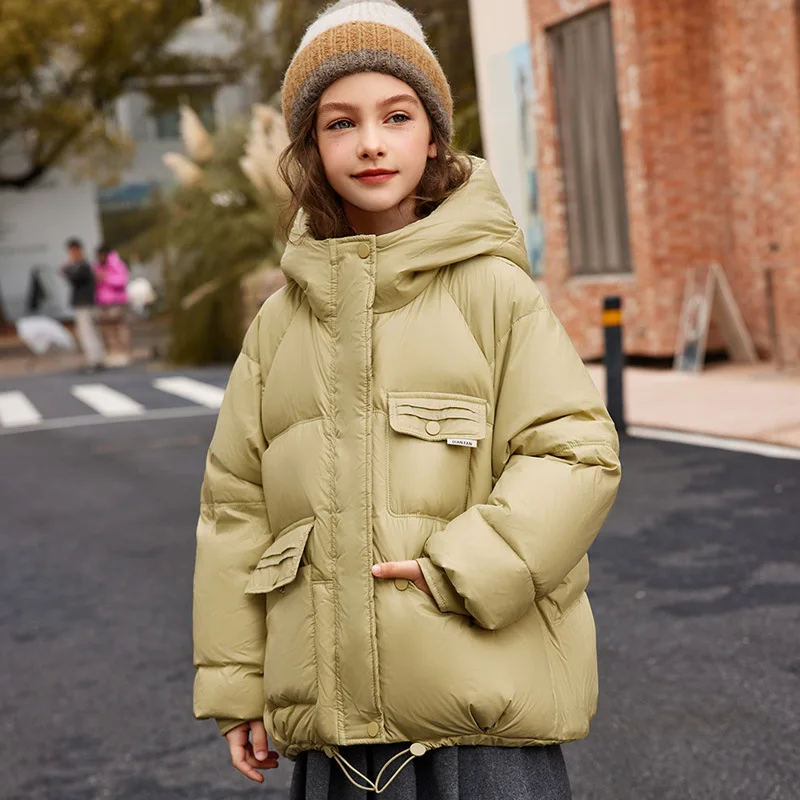 OLEKID 2024 Winter Down Jacket For Girl 90% White Duck Down Hooded Thick Warm Teenage Girl Outwear Coat 5-16 Years Kids Parkas