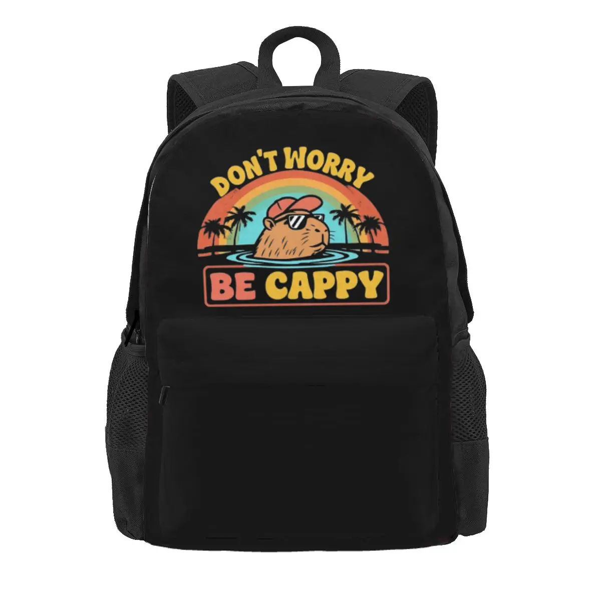 

Embrace The Capybara Craze Don't Worry Be Cappy Backpack Daypack Large Capacity BookBag School Bag Shoulder Bags for Men Women