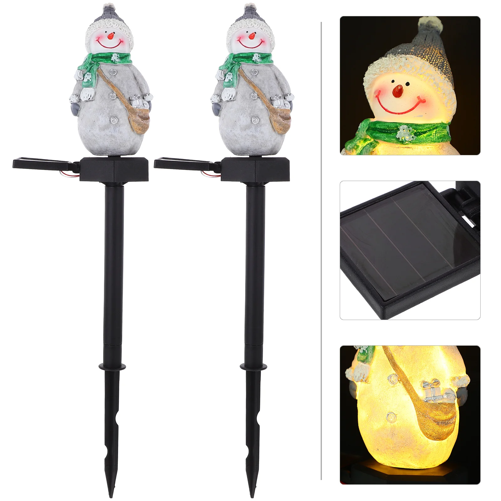 

2Pcs Snowman Solar Garden Stake Lamp Durable Outdoor Solar Powered Pathway Lawn Light Decoration Outdoor Stake Light