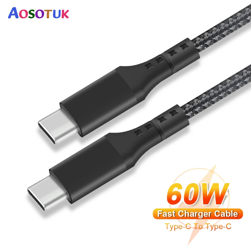 

Кабель USB C к USB C 60 Вт Кабель для быстрой зарядки и зарядки поддерживает быструю зарядку для iPhone 16 15 для Samsung S25 Xiaomi Huawei и т. д.