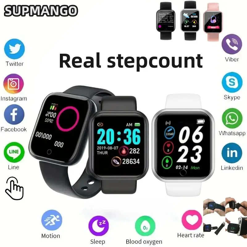 Y68 Real Step Count Fashion Smart Sports Watch Fitness Tracker Sports Watch Android IOS Smart Bracelet