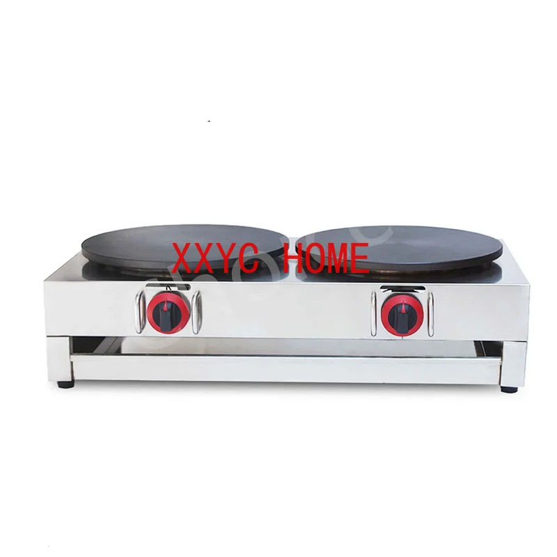 Double Head Gas Crepe Pancake Making Machine Batter Spreader Crepe Machine Pizza Pancake Machine  Gas Baking Pan