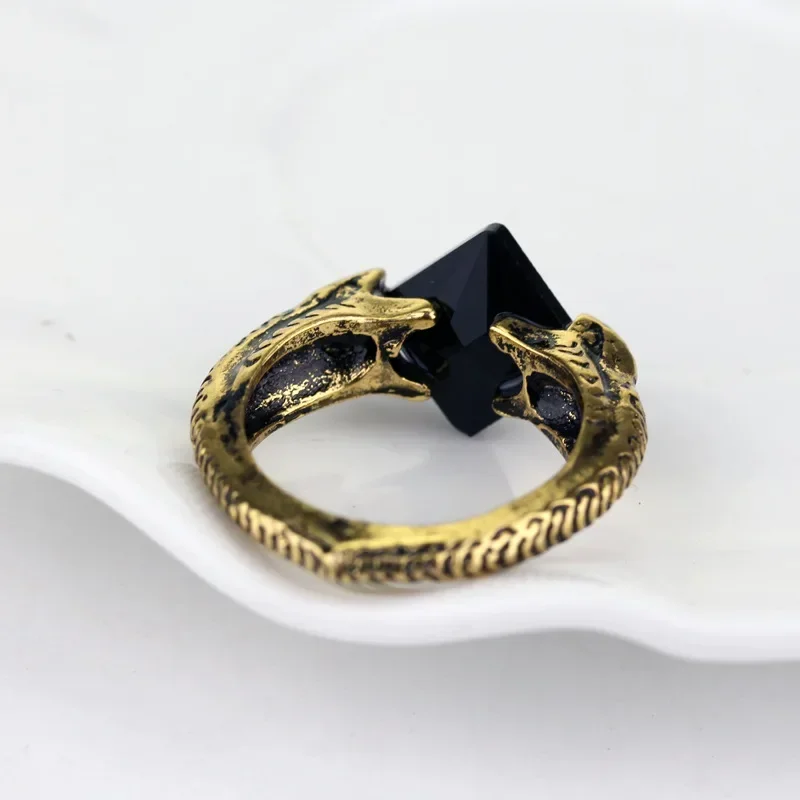 Anillo de la serie Harry Horcrux negro, Cosplay, alfareros de piedra de Resurrección, anillos de diamante, cristal Vintage, regalos para niños