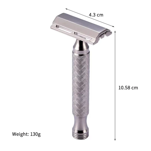 Imagen 2 del producto Maquinilla de afeitar de doble filo de seguridad para hombre, Material de acero inoxidable CNC 316 L, con mango antideslizante, maquinillas de afeitar pulidas a mano