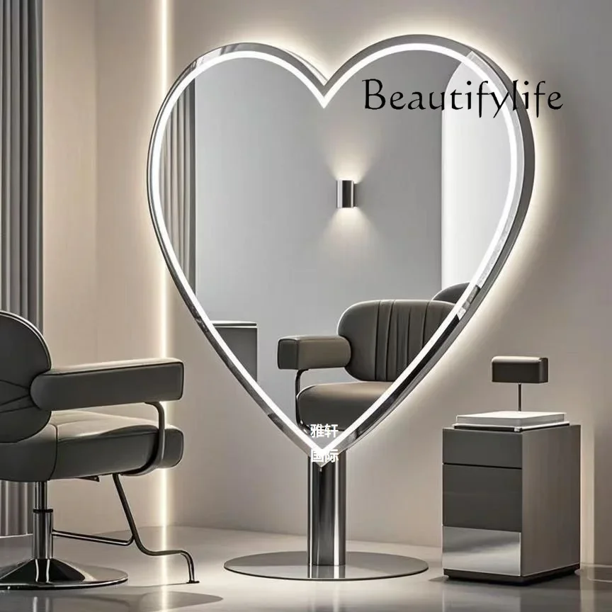 MM Hair salon mirror table Barber shop Hair salon special floor perm and dye hair cut mirror single and double sided new model