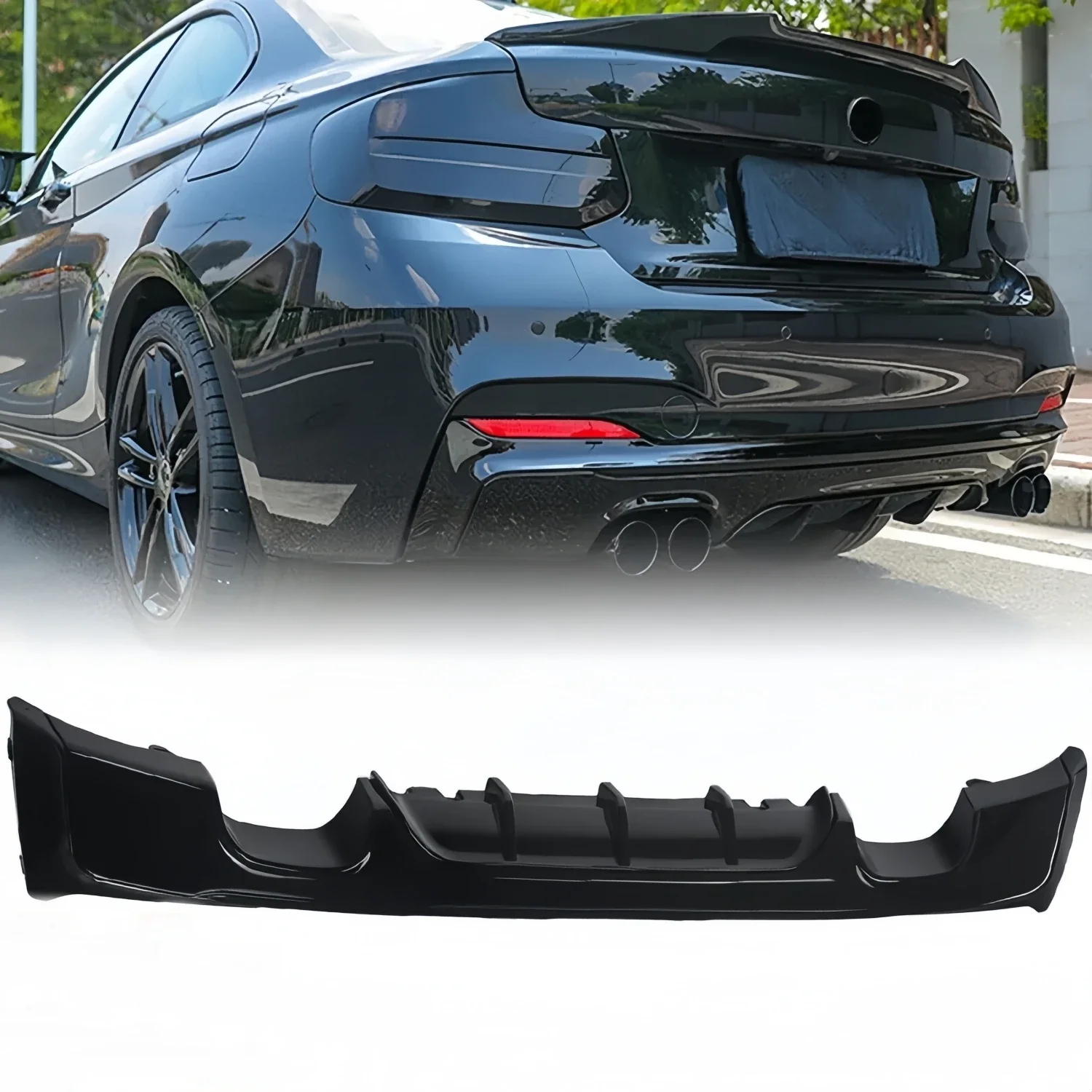 Performance Style Gloss Black Rear Bumper Diffuser Splitter For Bmw F22 F23 2 Series 230i M235i M240i 2014-2021 Tuning Bodykits