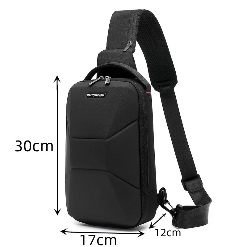 SUUTOOP-Bolsa de Ombro de Couro Impermeável para Homens e Mulheres, Multifunções, USB, Corpo Transversal, Peito, Viagem, Pacote Mensageiro, 7,6"