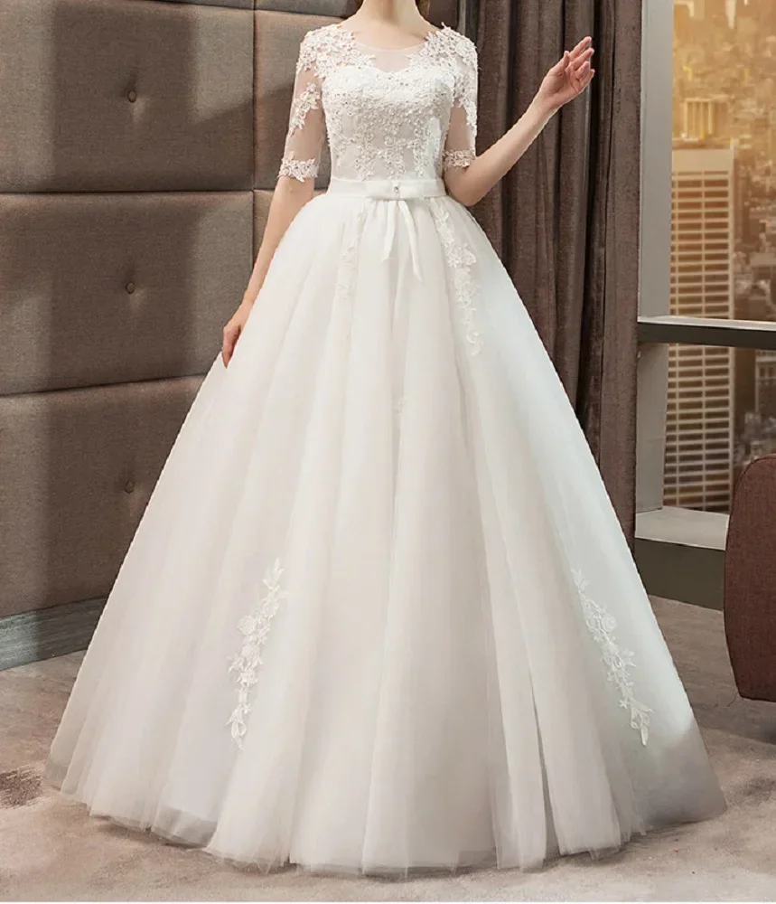 

Elegant Ball Gown Bride Wedding Dress robe de mariee Lace Up With Appliqued Princess Wedding Gown Vestido De Noiva Bride Dress