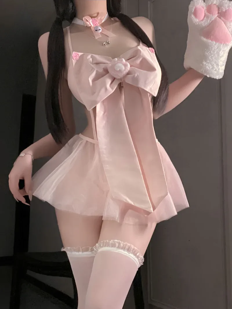 

Сексуальное открытие Sweet Pure Desire Bow Mesh Короткое розовое милое платье для девочек Элегантное розовое милое мини-платье для женщин 2025 Новые топы KPK8