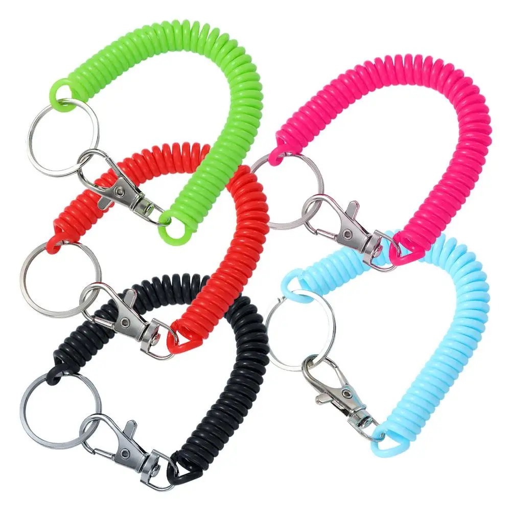 

Keyring Unisex Spring Lanyard Elastic Stretch Wristband Wrist Coil Spring Rope Key Ring Key Cord Clasp Spiral Stretch Keychain