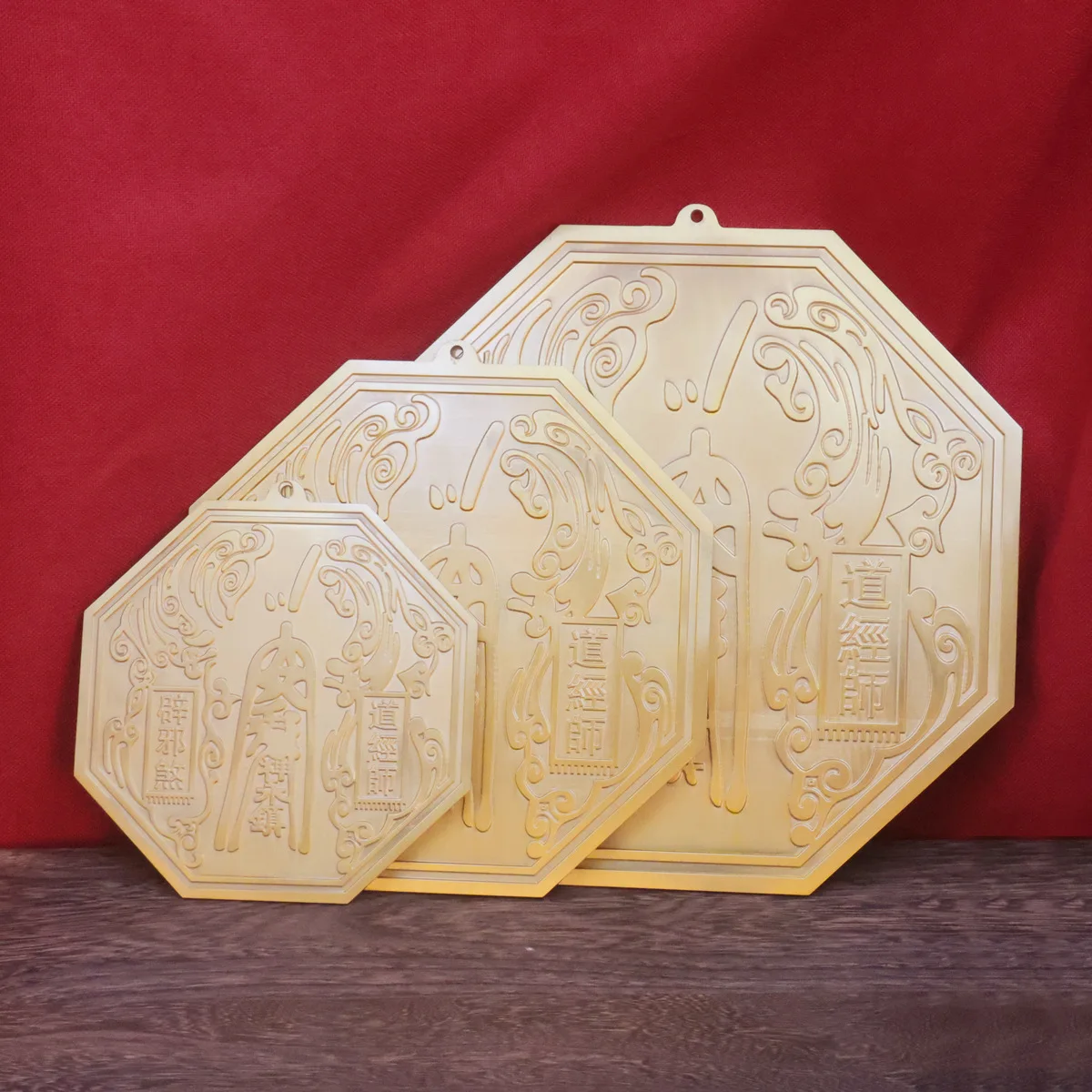 Hand Carved Brass Bagua Taiji Mirror Home Gate Window Wall Vintage Craft Hanging Decor