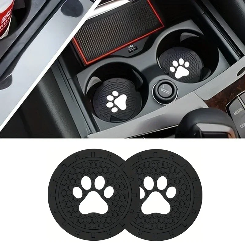 2Pcs/set Paw Silicone Car Coasters Universal Fit Anti-Slip Cup Holder Protection Durable Easy to Clean Car Interior Accessories