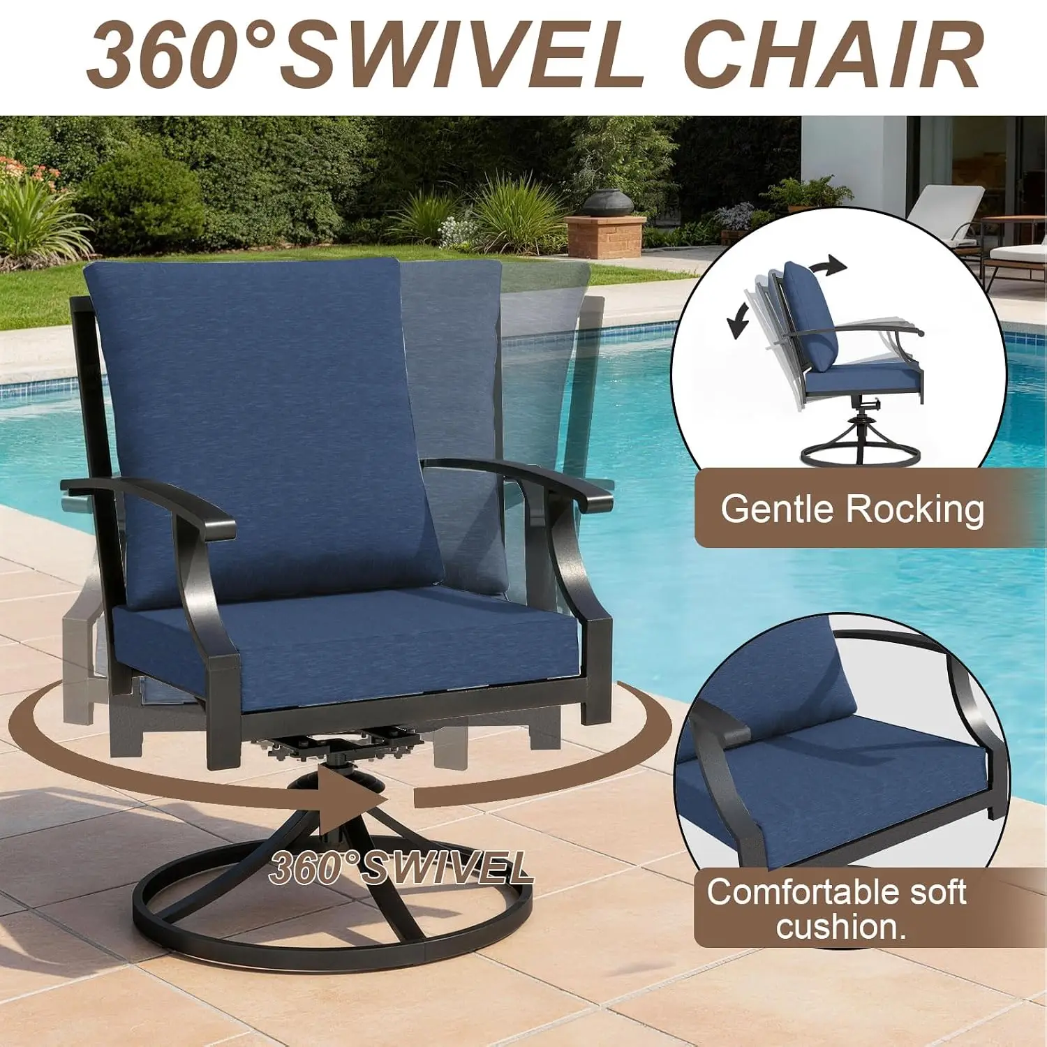 7-Piece Metal Patio Dining Set with Umbrella Hole 78.7" x 35.4" Table & 6 Chairs for Backyard Garden, Customized