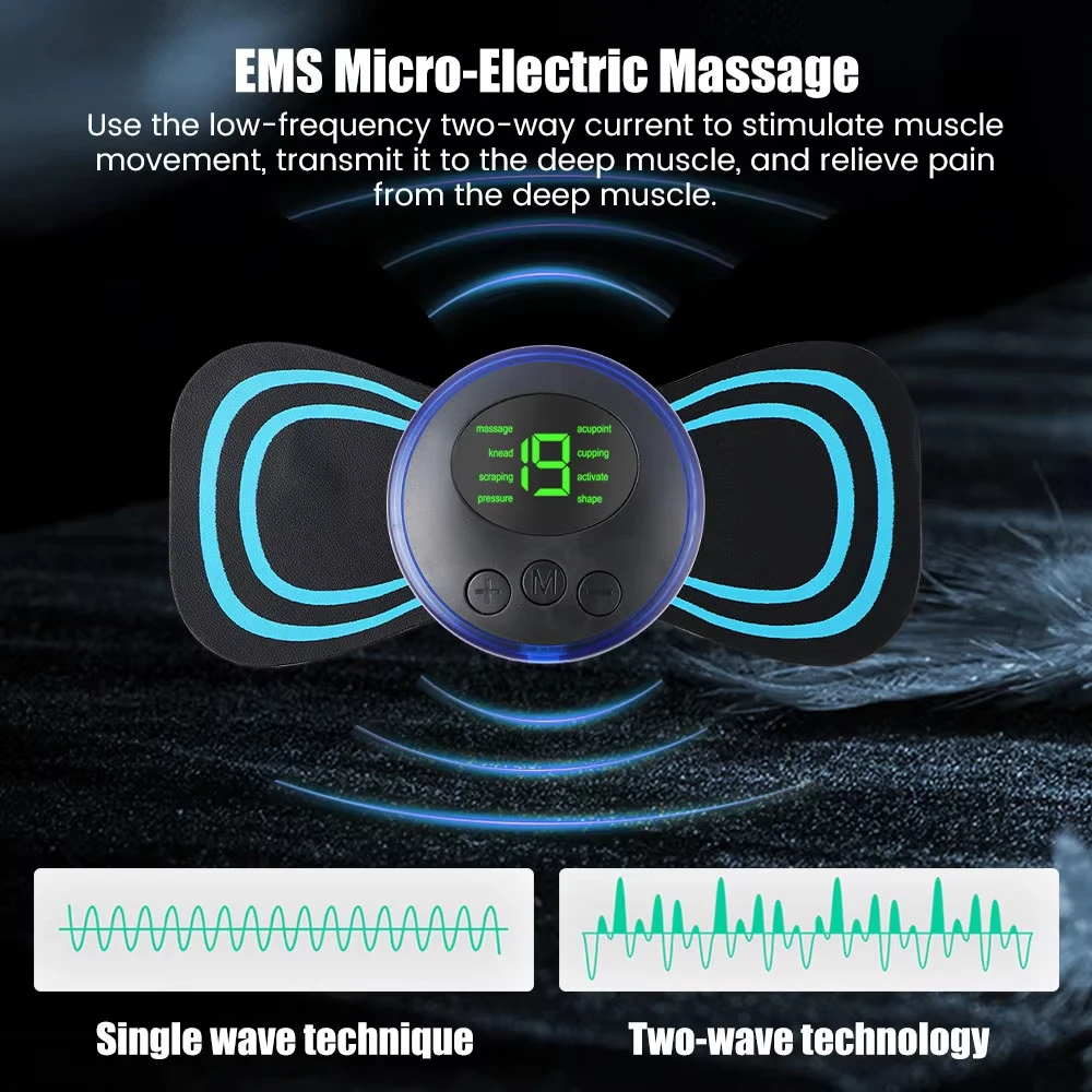 Mini Neck Massager with Remote Controlled Muscle Stimulator Patches  Pads Specifically Engineered for Deep Cervical Back Body Re