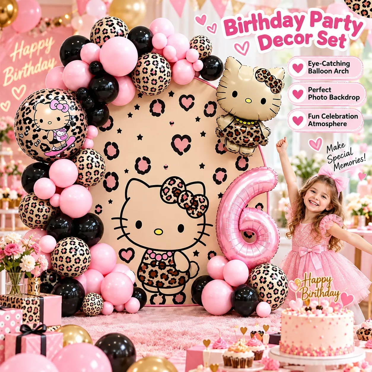 Kit d'arche de guirlande de ballons en aluminium sur le thème Hello Kitty, ballons en latex, décorations pour fête d'anniversaire d'enfants, cadeaux, cadeaux de baby shower, jouets.