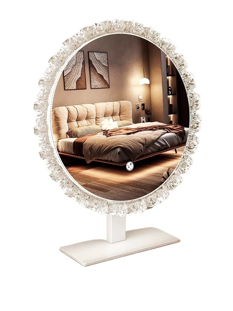 

Makeup mirror with lamp desktop vanity mirror desktop bedroom makeup table large size rotatable