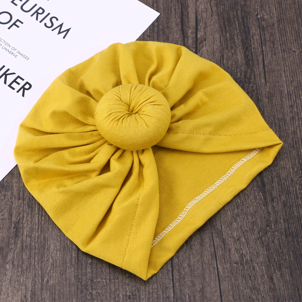 

Cute Bohemian Knot Baby Turban Headbands Infant Wrap Hat Yellow Soft Skinfriendly Newborn Hospital Birthday Party
