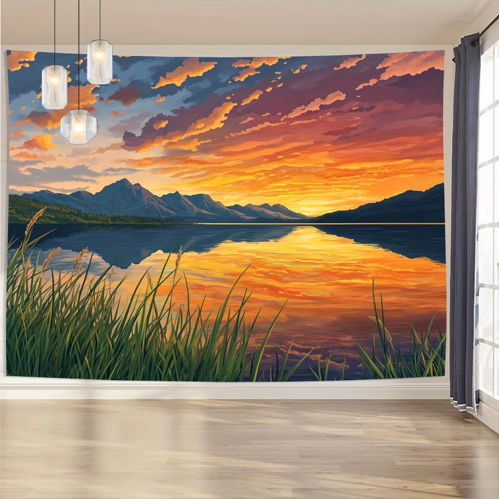 Willow River Scenery Theme Digital printing polyester wall hanging tapestry decorative Living room bedrooms background gift