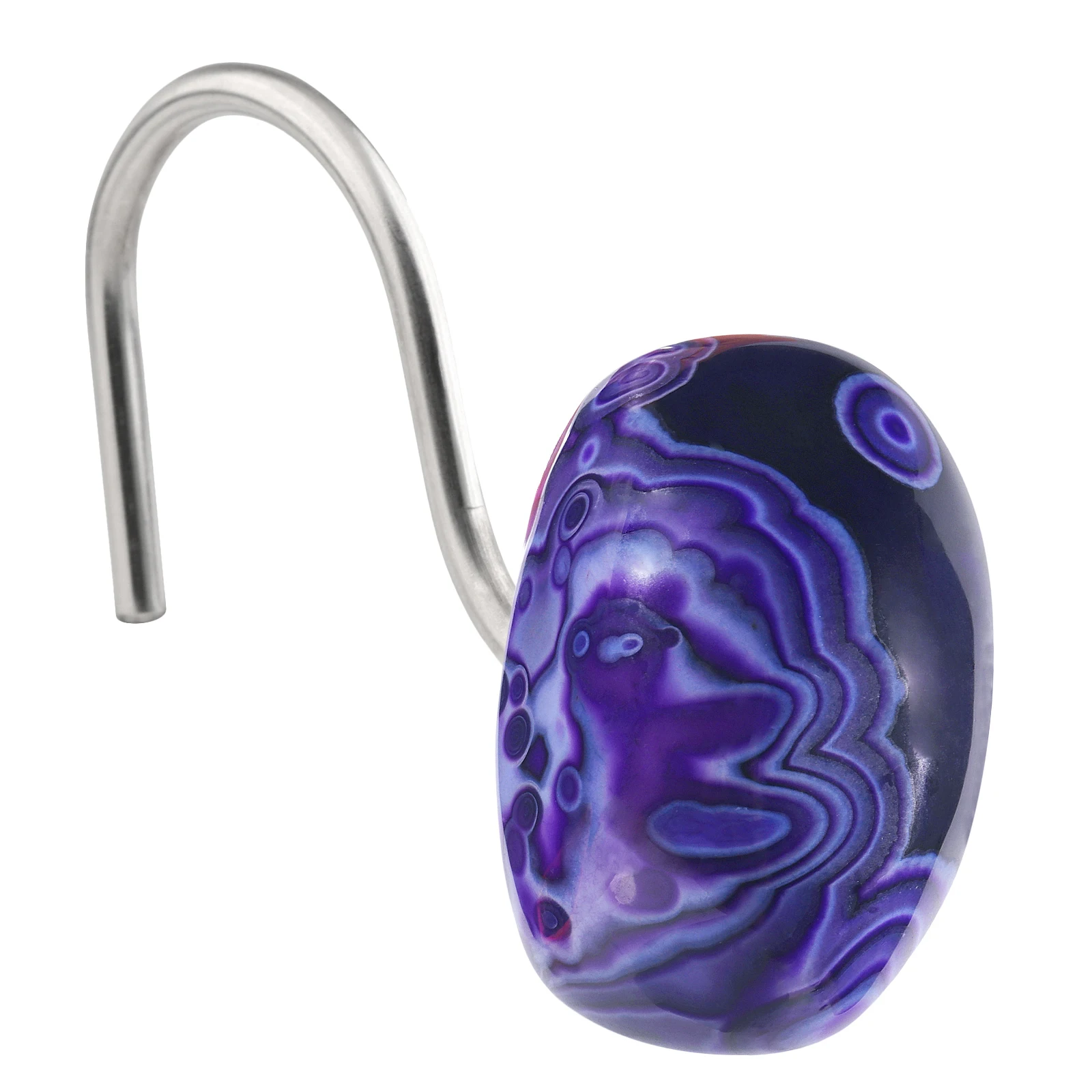Irregular Agate Stone Shower Curtain Hooks Colorful Agate Stone With Stainless Steel Hook Curtain Rings For Bathroom Home Decor