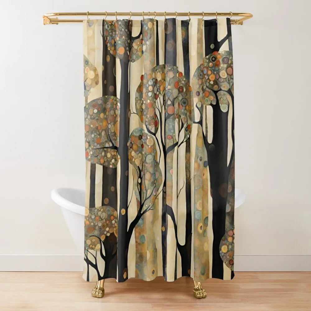 

Art Nouveau Trees Pattern Shower Curtain Set For Bathroom Waterproof Bathroom Shower Anime Shower Bath Curtain