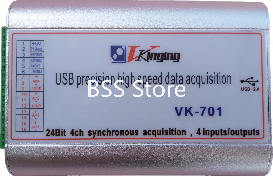 VK701 24 bit USB data acquisition card micro volt acquisition precise acquisition 400k sampling module sensor