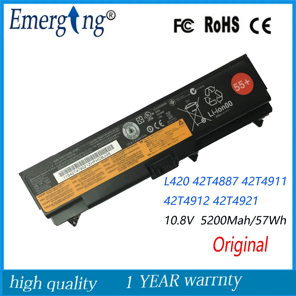 

10.8V 57WH Original Laptop Battery for Lenovo ThinkPad 42T4911 42T4912 L410 L412 L420 L421 W510 L510 L520 L512 W520 T410 T510