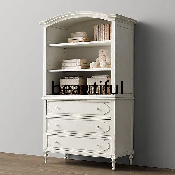 French rural retro furniture Italian modern minimalist solid wood American minimalist bookcase