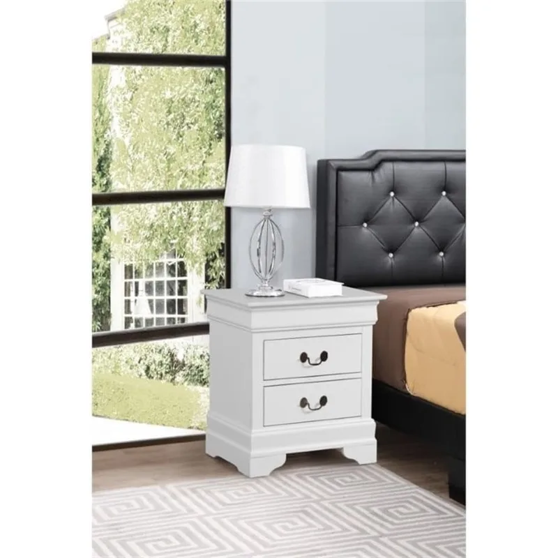 

Louis Phillipe 2 Drawer Nightstand in White