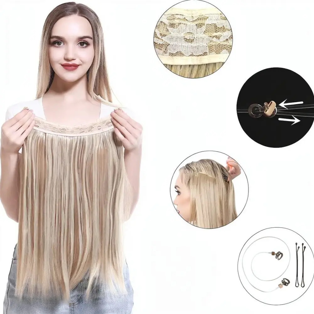 Synthetic Long Straight Hair Extensions Invisible Wire Secret Hairpiece For Women Natural Volume Hair Accessory