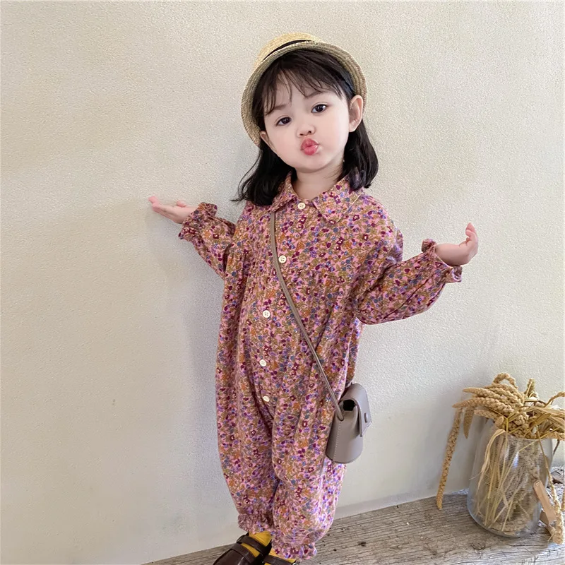 

Baby Girl Flower Picture Long Sleeve Thick Rompers 2025 Spring and Autumn Simple and Cute New Style Children Clothes