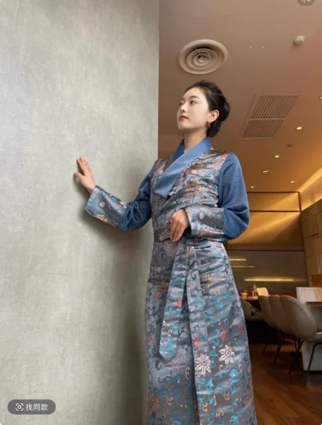 Chiński kołnierzyk brokatowy Xizang sukienka damska spódnica Bola spódnica do tańca narodowego