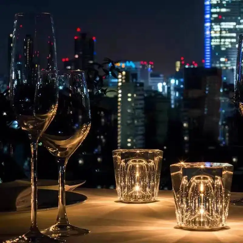 

Rechargeable Crystal Night Light USB Wireless LED Desk Lamp Mood Lighting for Bedside Outdoor Restaurant Decor Portable Lamp