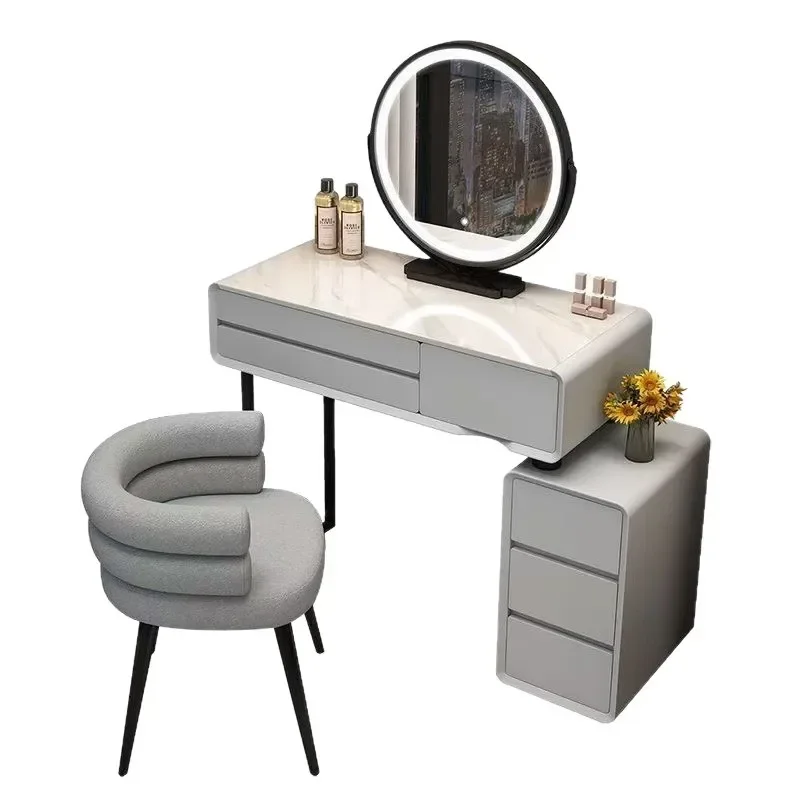 

Туалетный столик в кремовом стиле, современный простой стол из светлого роскошного камня, туалетный столик из массива дерева