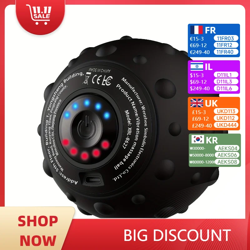 

5-Speed High Intensity Rechargeable Vibration Massage Ball for Muscle And Fitness,Lightweight Construction,Highquality Materials