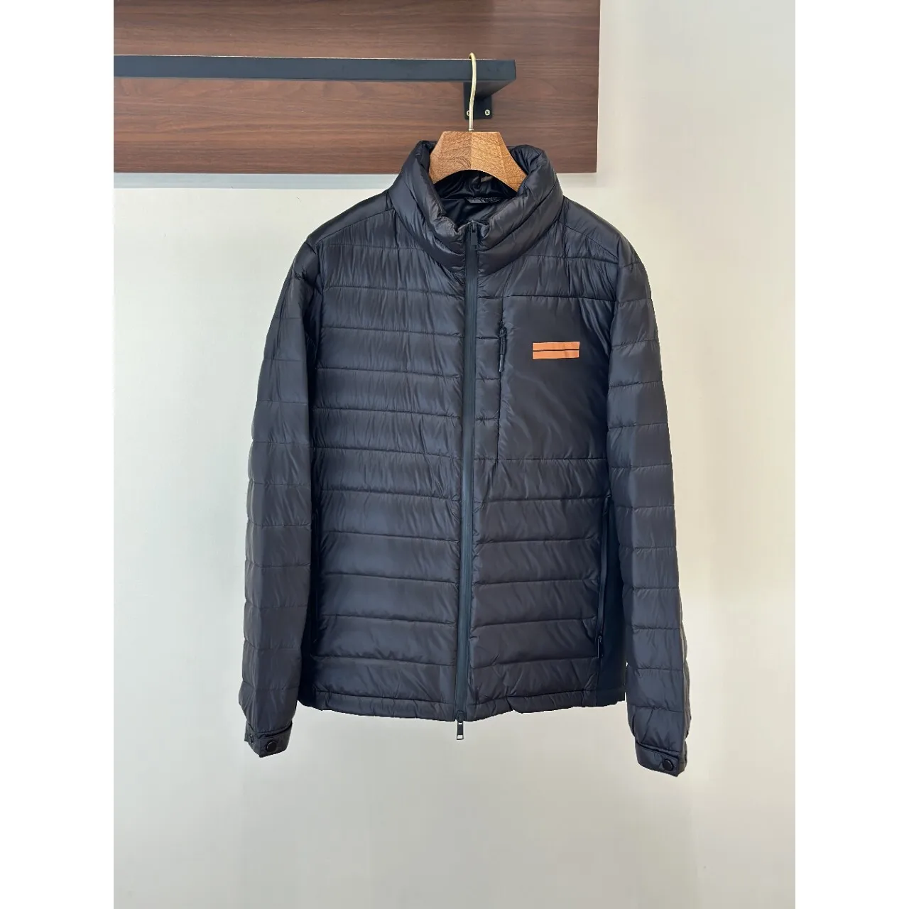 

Men's Stand Collar down Jaet Waterproof Windproof Double Layer Inner Sealable Zipper Bright Surface Regular Fit Daily Wear