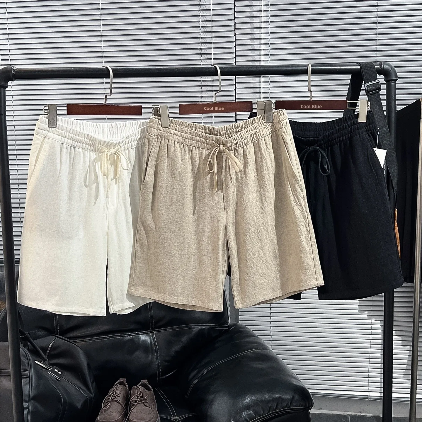 Comfortable Linen Men's Summer High-End Texture Breathable Loose Elastic Waist Shorts Elastic Waist Short Pants Linen Shorts