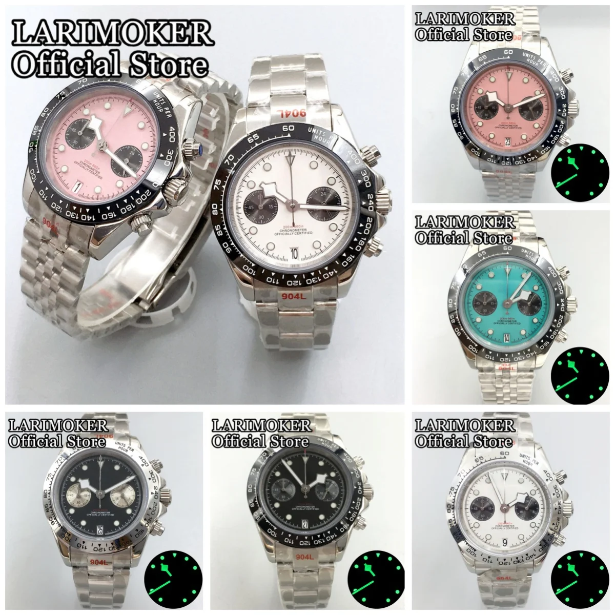 

LARIMOKER 39 мм сапфировое стекло из нержавеющей стали VK64 кварцевый хронограф корпус мужские VK64 кварцевые часы водонепроницаемые часы