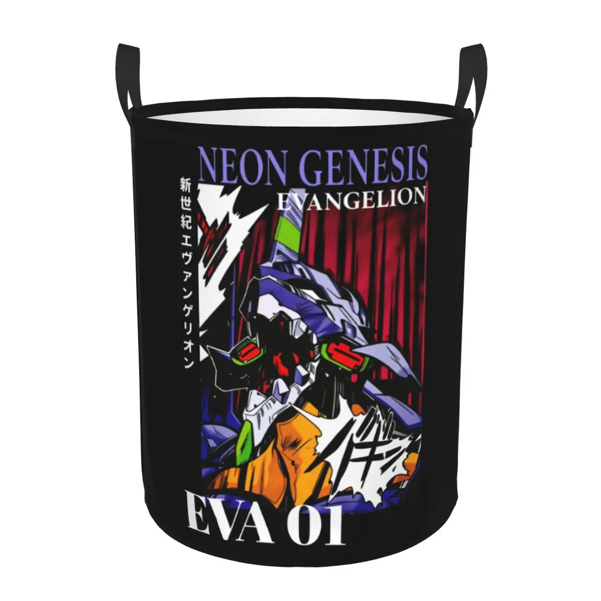 

EVA Neon Genesis Evangelion Laundry Basket Foldable Japanese Anime Clothes Hamper for Household Clothes Storage Organization