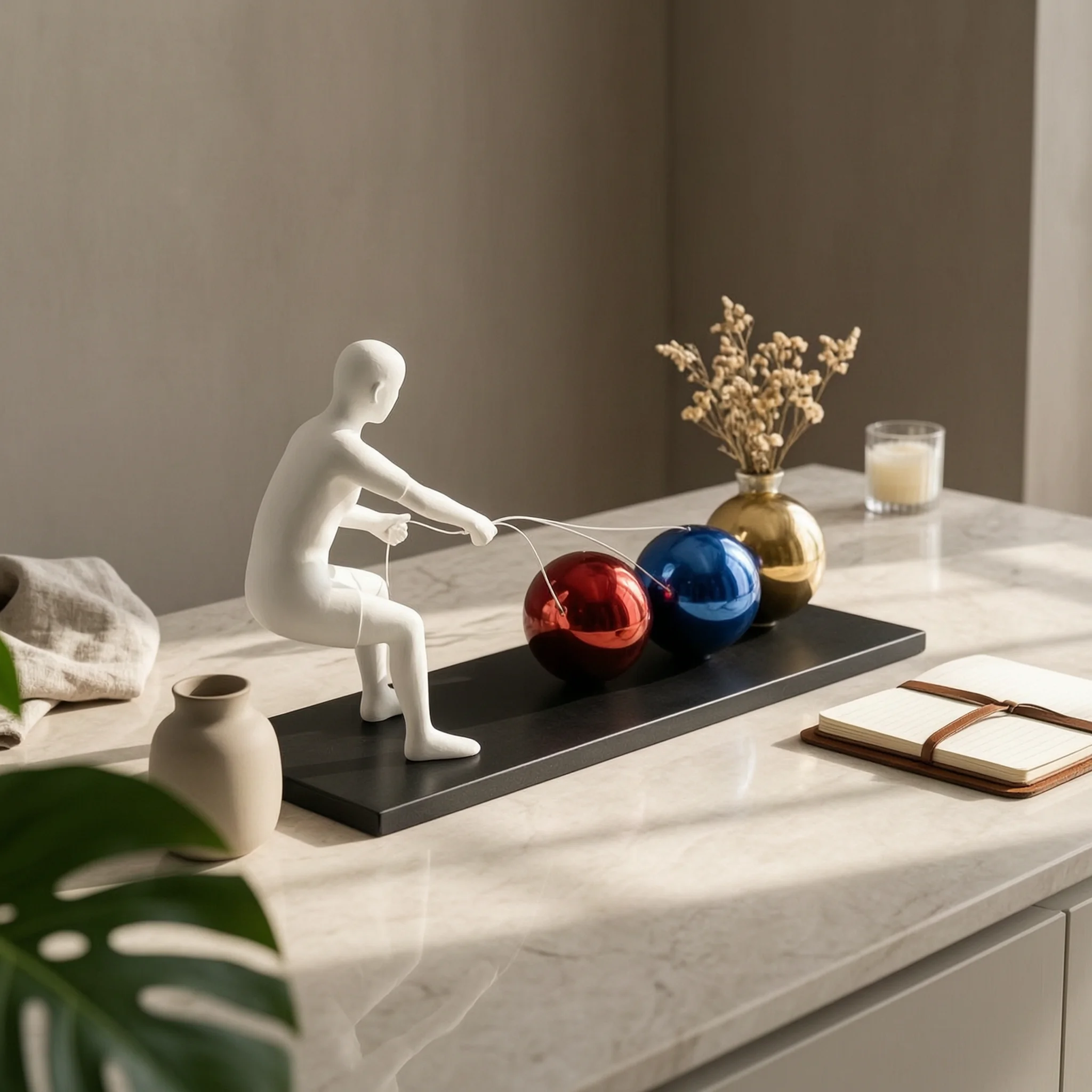Abstract Sculpture Geometric Seated Figure Sculpture Abstract Figurine Stylish Tabletop Ornament Elegant for Interior Designers