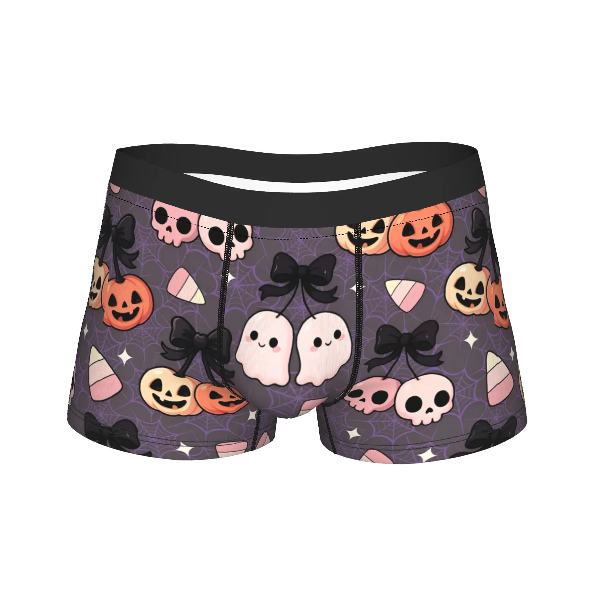 Men's Halloween Bundle Cute Ghosts Pumpkin Underwear  Novelty Boxer Briefs Shorts Panties Male Soft Underpants Plus Size