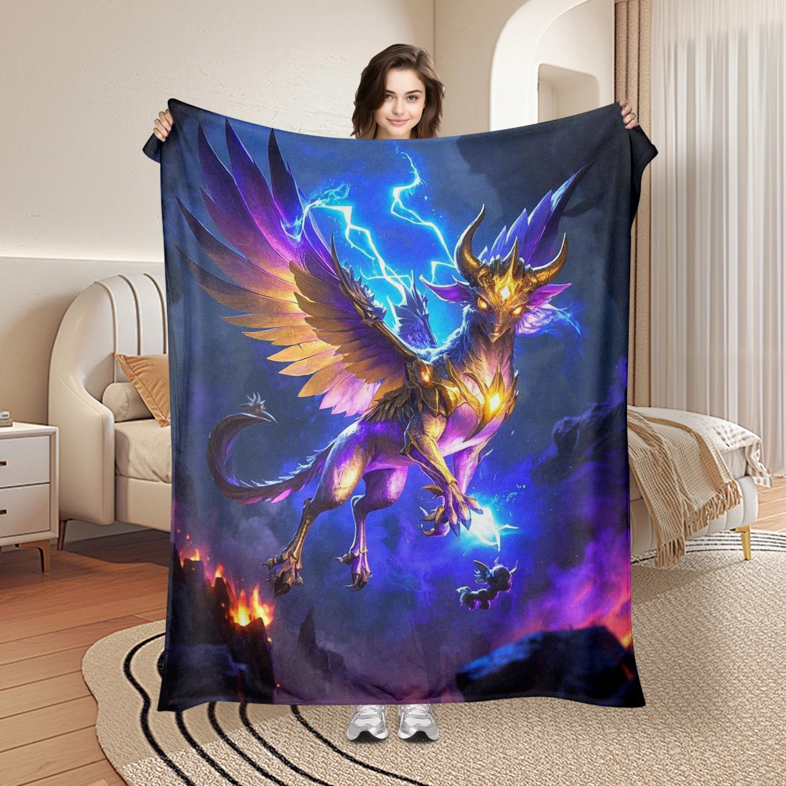 Pixie Mythical Blanket In Rich Purple With Fantasy Art And Mythological Themes For Whimsical And Unique Home Accents