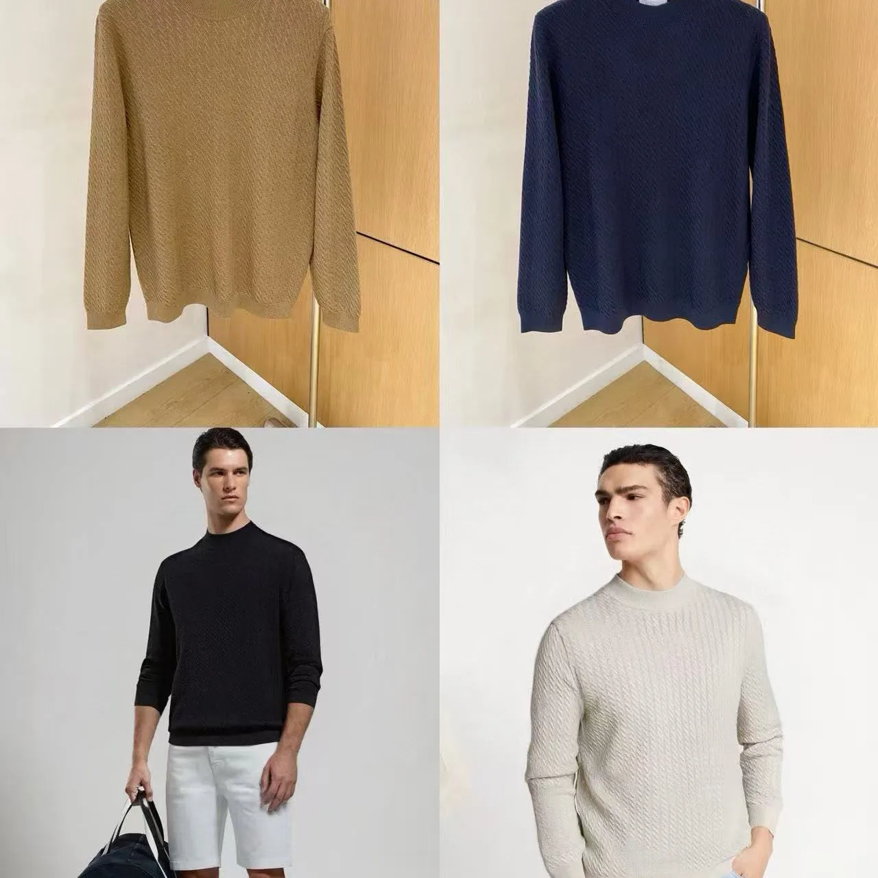 

BC итальянская мужская одежда, осенне-зимний новый вязаный свитер со старыми деньгами и круглым вырезом, повседневный однотонный свитер с длинными рукавами