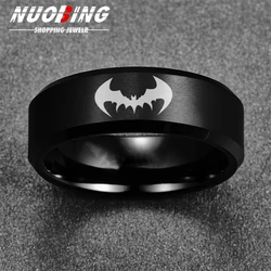 Black Vintage Bat Punk Gothic Ring Men's and Women's Animal Stainless Steel Ring Witch Halloween Party Ghost Jewelry Accessories