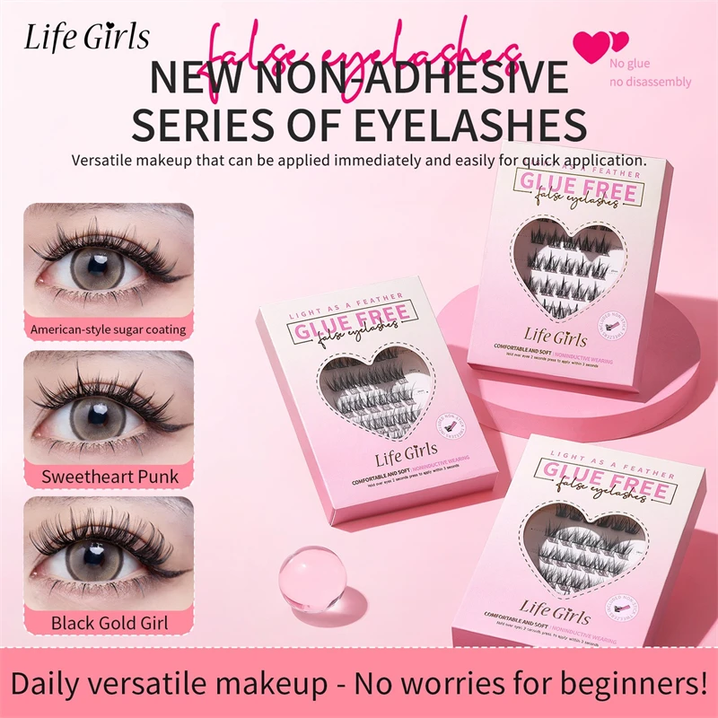 Natural Looking European American Style Glue-Free False Eyelashes Thick Soft Non-Irritating Single Cluster for Eyelash Extension