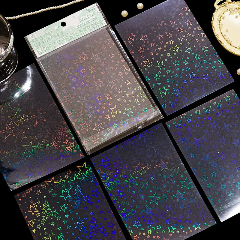 6 sztuk duży rozmiar laserowa lampa błyskowa naklejki dla zwierząt domowych Planner ręcznie robione DIY konto ręczne pamiętnik Album naklejka w tle — zdjęcie 5