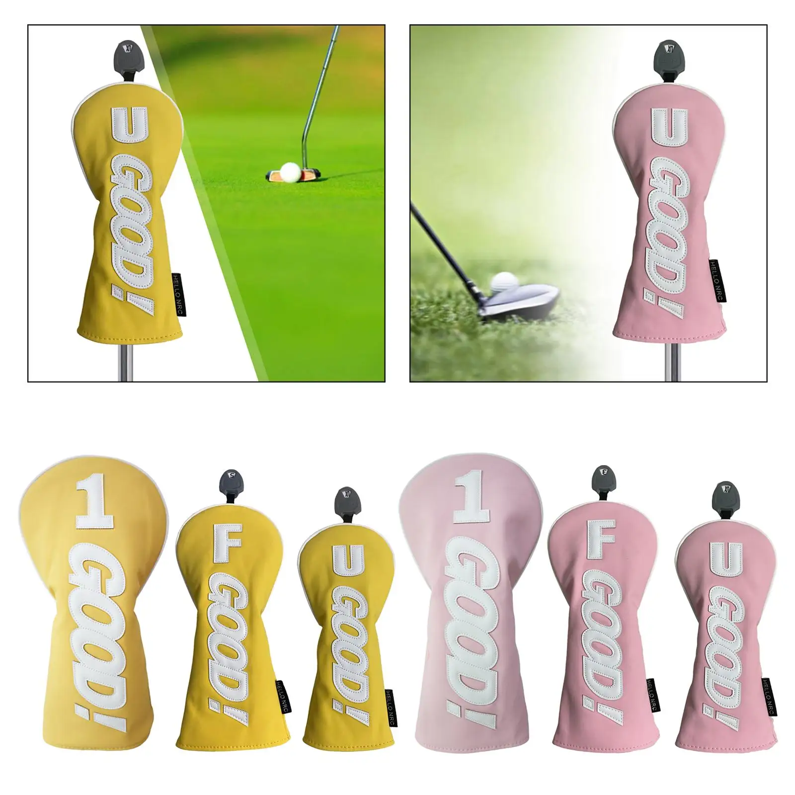 Golf Club Wood Head Cover Waterproof PU Leather Golf Club Covers for Woods