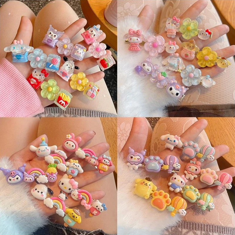 

Kawaii Sanrio Cinnamoroll KT Kuromi Hair Clip Cartoon Exquisite Hair Accessories Exquisite Jewelry Set Wholesale Children Gift